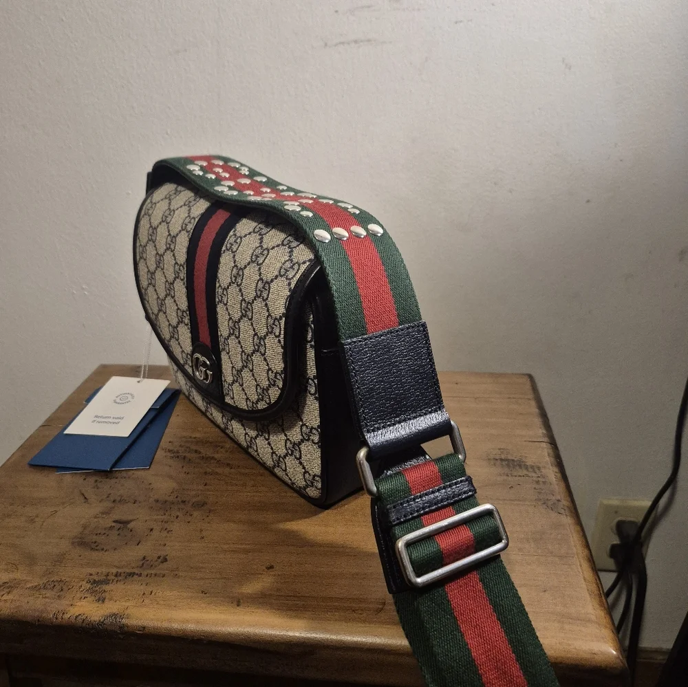 Authentic Gucci Ophidia Small Shoulder Crossbody Navy Handbag EUC HTF - Picture 7 of 16